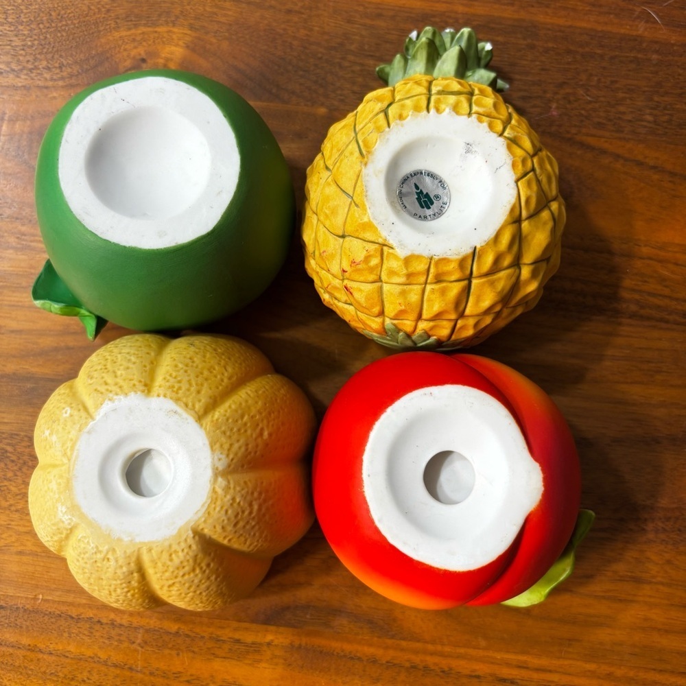 Partylite fruit splash votive candleholders: pineapple, peach, apple, cantaloupe - Picture 8 of 8